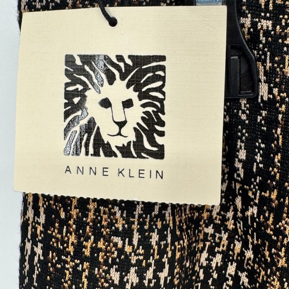 ANNE KLEIN Womens XXS Plaid Pants Black Gold Straight Leg Stretch Slim Fit New - Picture 8 of 15